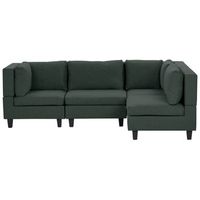 sofa modular moderno 4 plazas tapizado tela patas negras respaldo acolchado izquierdo verde oscuro unstad