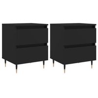 pack 2 uds mesillas de noche  mesita de noche madera de ingenieria negro 40x35x50 cm