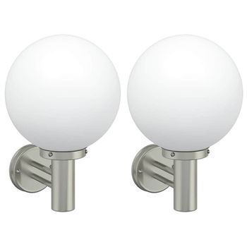 Luz De Pared Exterior 2 Pcs Plateado 28 X 25 X 38 Cm Vidaxl
