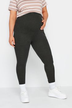 Bump It Up Maternity Leggings Negros Canalé Efecto Lavado