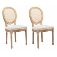 set 2 sillas de comedor madera y lino urban meuble antique 49x59x95 cm - beige