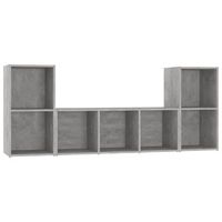 muebles de salon 3 uds  mueble tv madera de ingenieria gris hormigon cfw21088