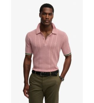 Superdry para hombre. M1110458A Polo Texture rosa (L), Casual, Algodón, Manga corta