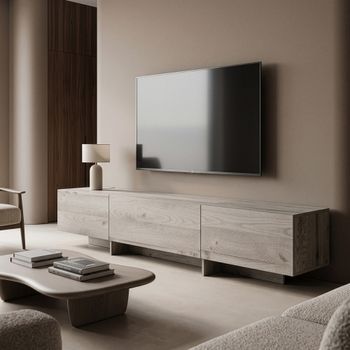 Mueble Para Tv Kapipimso 3 Puertas Abatibles 194x31x37 Cm Robe/gris [en.casa]
