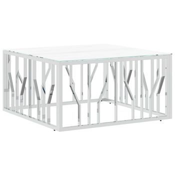 Mesa De Centro Acero Inoxidable Y Vidrio Plateado 80x80x40 Cm Vidaxl