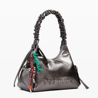 desigual bolso logo 3d asa fruncida metalizado mediano 25waxpas-9225