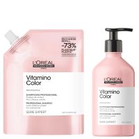 lroreal professionnel vitamino color shampoo 500ml and refill pack 500ml for coloured hair