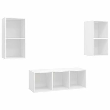 Juego De Muebles De Salón 3 Piezas Madera Ingeniería Blanco Vidaxl