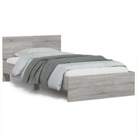 cama individual  cama para adultos  cama con cabecero madera de ingenieria gris sonoma 100x200 cm