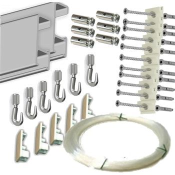 Pack Fast Basic De 6 Metros Rieles De Aluminio Plata Mate Y 6 Colgadores Nylon Para Colgar Cuadros… (alumino Plata Mate)