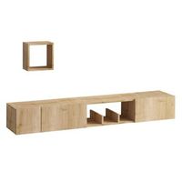 mueble tv suspendido 1 nicho 3 puertas y 1 estante mural decoracion roble zafiro l180 cm - avior