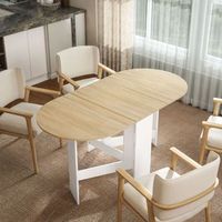 mesa de comedor plegable de melamina homcom 163x80x75 cm natural