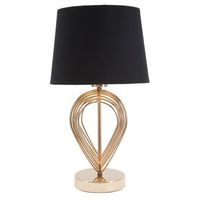 lampara de mesa de metal dorado con pantalla negra o cm 24x44