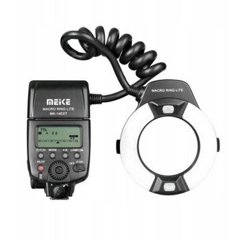 Flash anular MeiKe MK-14EXT para macrofotografía TTL LED Canon