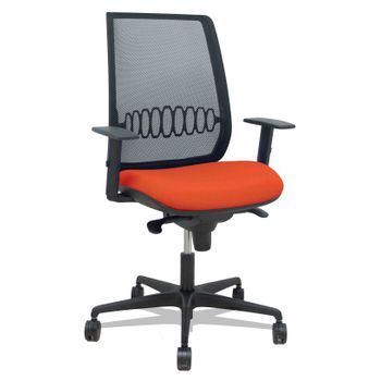 Silla Alares Sincro Malla Negra Bali Naranja Oscuro Brazo Regulable
