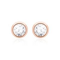 pendientes de oro rosa de 14 quilates con diamantes