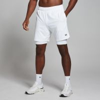 pantalon corto de entrenamiento 2 en 1 para hombre de mp - blanco - xs