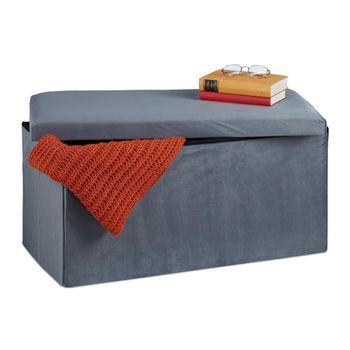Banco Plegable De Terciopelo - Anthracite - 8x79.5x39.5cm