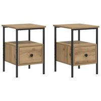 mesitas noche 2 uds madera ingenieria roble artisan 34x36x50 cm vidaxl