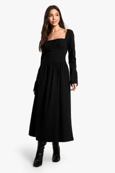 Vestido Midaxi Skater Estilo Corsé De Bengalina, Negro