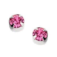 silver pink crystal andralok earrings - 3mm - f9913
