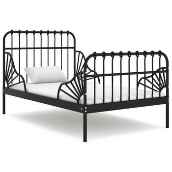 Estructura Cama Extensible Sin Colchón Metal Negro 80x130/200cm Vidaxl