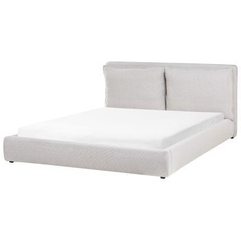 Cama Moderna De Tela 180 X 200 Cm Cabecero Tapizado Y Acolchado Gris Claro Bajonna