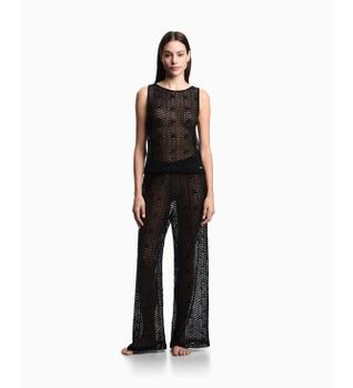 Emporio Armani para mujer. EW003420_AF20251 Pantalón Beach negro (XL), Casual, Algodón