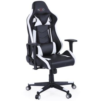 Silla Gamer Basculante Reclinable de Polipiel ADEC Neo - Negro-Blanco