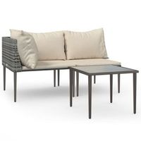 set de muebles de jardin 3 pzas y cojines ratan sintetico gris cfw203481