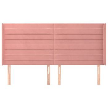 Cabecero Cama Mueble De Dormitorio Con Orejas De Terciopelo 183 X 16 X 118/128 Cm Rosa M02_0004092
