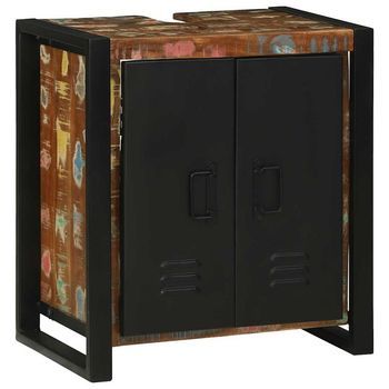 Mueble De Lavabo Con Estante Marrón Madera Sólida Recuperada Vidaxl