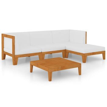 Juego Muebles De Jardín Y Cojines 5 Pzas Madera Maciza Acacia Vidaxl