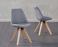 oscar dark grey fabric square leg dining chairs - dark grey