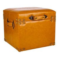 taburete cajon de polipiel naranja 38x38x35
