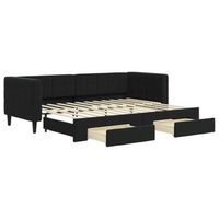 sofa cama  cama para adultos nido con cajones terciopelo negro 80x200 cm