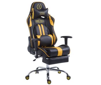 Silla de oficina racing limit xl con reposapiés tapizado con cuero sintético, respaldo ajustable color negro / amarillo