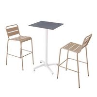 mesa alta inclinable de conjunto en gris y 2 sillas altas topo opera - oviala