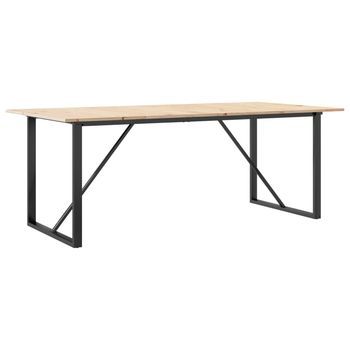 Mesa De Comedor - Mesa De Cocina Marco O Madera Maciza Pino Y Acero 200x100x75cm