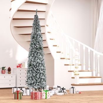 Árbol De Navidad De Plástico Metal Homcom Ø70x270 Cm Verde Y Blanco