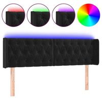 cabecero con led de terciopelo negro 147x16x7888 cm