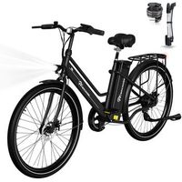 bicicleta electrica urbana evercross tech ek8 negro 26 r bateria extraible de 36 v y 156 ah motor de 250 w autonomia de 60-100 km frenos de disco