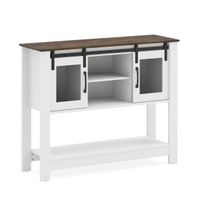 costway aparador armario cocina con 2 compartimentos abiertos 2 gabinetes estante ajustable puertas corredizas para salon pasillo blancomarron