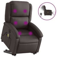 sillon masaje electrico elevable cuero autentico marron oscuro