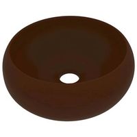 lavabo de bano moderno  lavabo de lujo redondo ceramica marron oscuro mate 40x15 cm