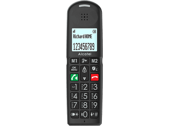 Teléfono - Alcatel XL685, Análogo, Teclas Grandes, Compatible con Audífonos, Negro