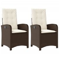 pack 2 uds sillones reclinables jardin  silla de jardin  silla de exterior con cojines marrones ratan pe