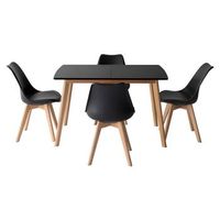 conjunto de mesa extensible helga 120  160cm y 4 sillas nora
