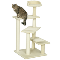 pawhut arbol rascador para gatos terciopelo multiples plataformas postes de sisal 50x50x100 cm beige diseno elegante y funcional   aosom espana