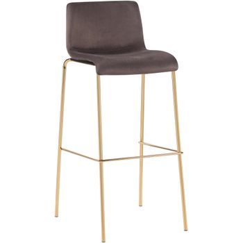 Taburete De Bar Hoover Terciopelo Marco De Cuatro Patas Oro Marrón 48x43x100 Cm Clp
